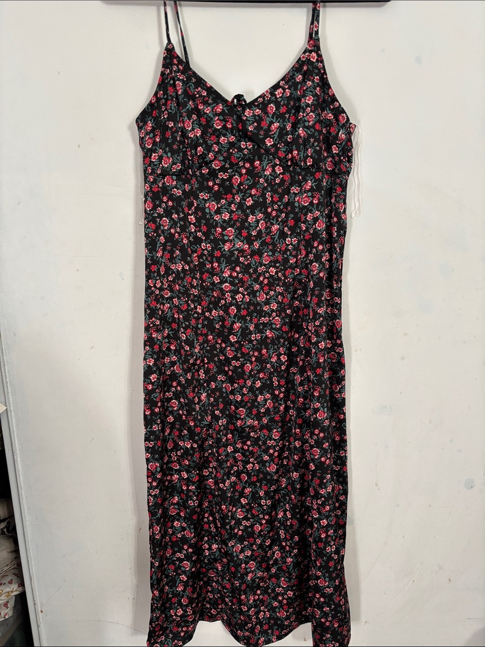 Floral Slip Dress in Black and Pink